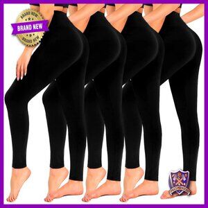 High Waisted Tummy Control Leggings 4 Pack Plus Size Workout Yoga Pants